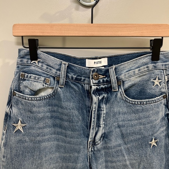 Pistola Embroidered Star Straight leg Jean size 27 EUC N0557 - Picture 3 of 9